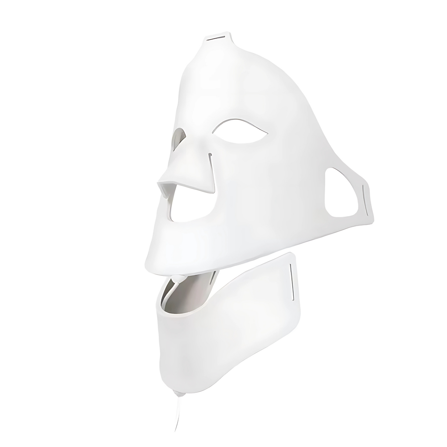White Glowvy 3D LED face and neck mask made of soft silicone, designed for full-face red light therapy and skin rejuvenation