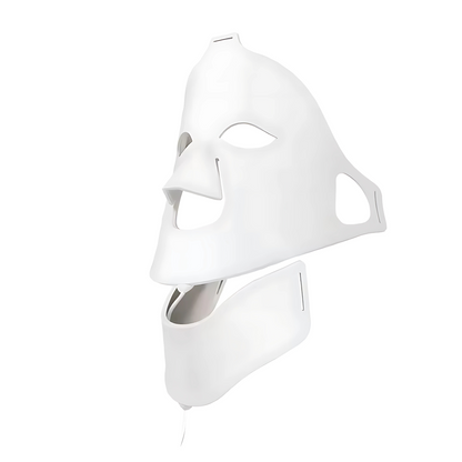White Glowvy 3D LED face and neck mask made of soft silicone, designed for full-face red light therapy and skin rejuvenation