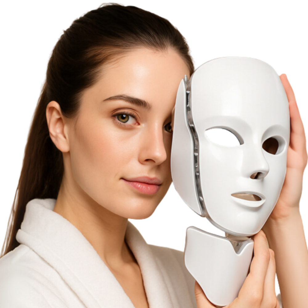 Woman holding mask